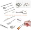 Titanium Ultra-Light Weight Tableware Durable Knife Fork Spoon Chopsticks Cutlery Set with with with Carabiner clip Reusable Rust proof for hiking camping scouting outdoor sports Eco-friendly w. pouch view 4