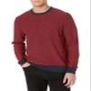 Amazon Essentials Men's Long-Sleeve Crewneck Sweater, 100% Cotton, Big & Tall Options Available, Navy Red Mini Stripe, X-Large view 1