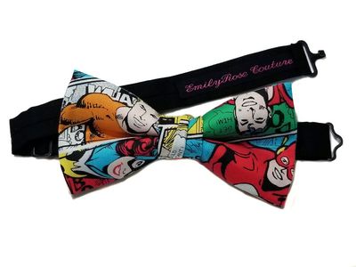EmilyRose Couture Superheroes Bow Tie Collection (Group 4) (DC Comic Pages, Large/ 12 Year Olds to Adults)