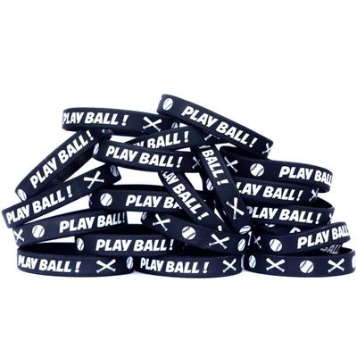 20 of Play Ball Wristbands with Bats Silicone Wristbands