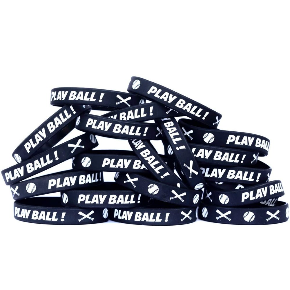 20 of Play Ball Wristbands with Bats Silicone Wristbands