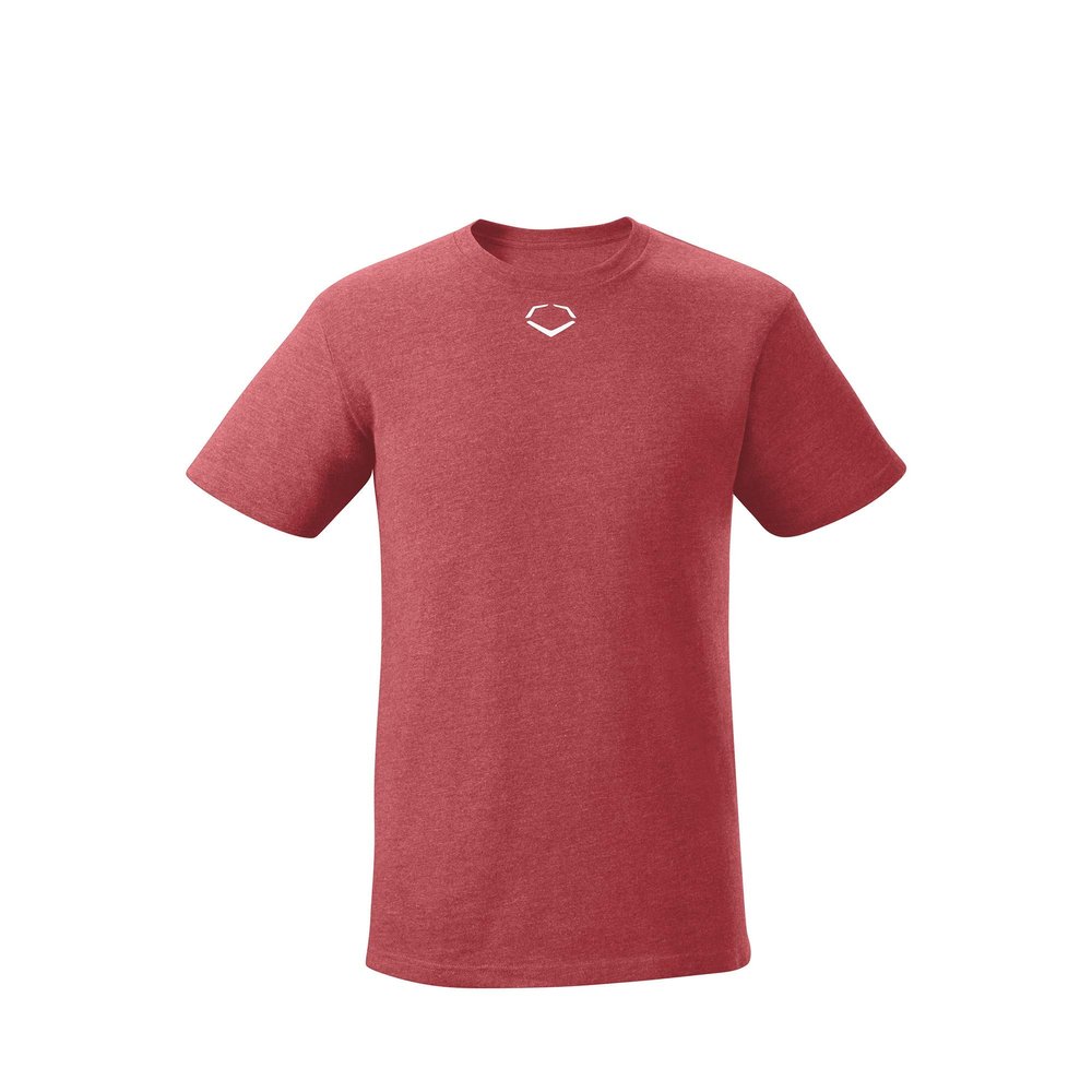 EvoShield Youth Heather Short Sleeve Tee - Scarlet, Small