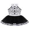 dPois Kids Girls Christmas Shiny Sequins Halter Dance Dress Figure Ice Skating Ballet Leotard Tulle Tutu Skirt White 4 Years view 3