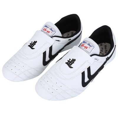 Martial Arts Training Shoes, Lightweight Breathable Sneakers for Taekwondo, Boxing, Kung Fu, Taichi, Black and White, Rubber Sole