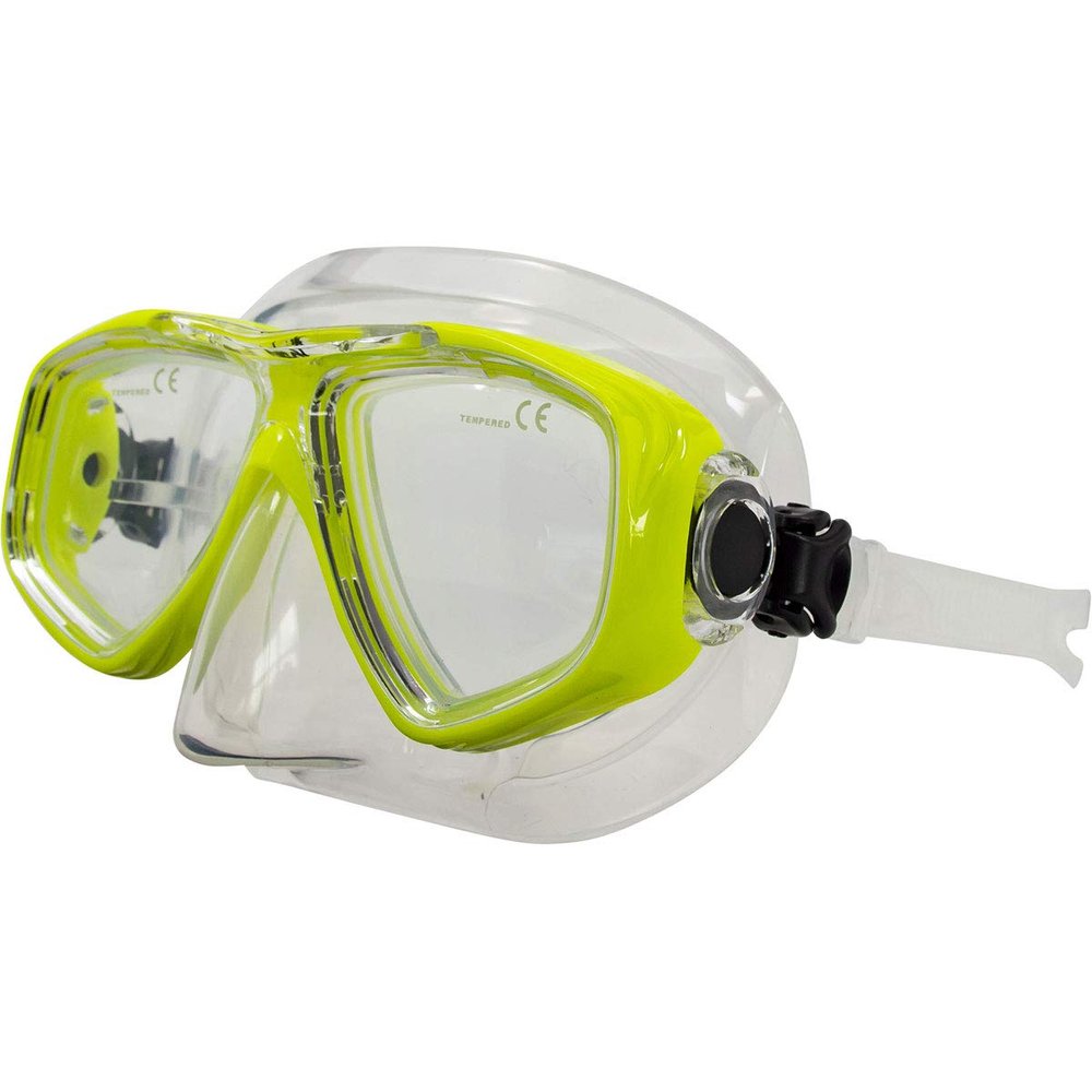AKONA Vieux Two Lens Mask for Diving and Snorkeling: Specifically Designed for Women and Youth or Adults with Narrow Faces - Yellow