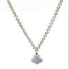 14k Gold Filled Chain Necklaces with a White Cultured Freshwater Pearl and Aquamarine Centerpiece Drop, 3.5-4 mm 16" + 2" extender view 1