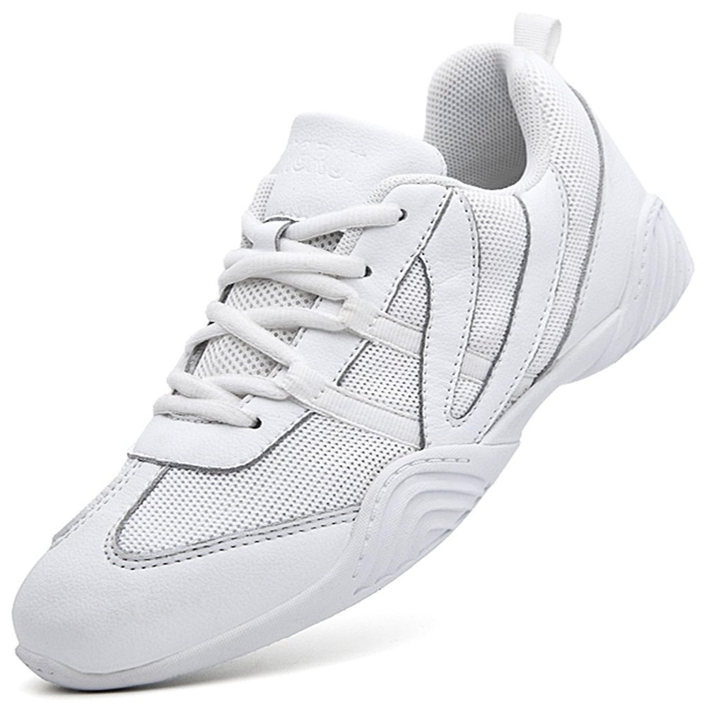 DADAWEN Cheer Shoes for Youth Girls Women White Cheerleading Dancing Shoes Athletic Training Tennis Walking Breathable Competition Cheer Sneakers White US Size 9/EU Size 41