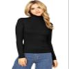 Ambiance Apparel Women's Ribbed Long Sleeve Turtleneck Top (L, Black) view 1