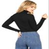 Ambiance Apparel Women's Ribbed Long Sleeve Turtleneck Top (L, Black) view 3