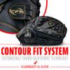 Franklin Sports Baseball and Softball Glove - Field Master - Baseball and Softball Mitt - Adult and Youth Glove - Right Hand Throw - 14" - Black/Gold view 3