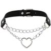 AKOAK 1 Pack European and American Personality Fashion PU Leather Love Necklace, Street Beat Chain Hanging Heart-shaped Neck Chain, Clavicle Chain view 1