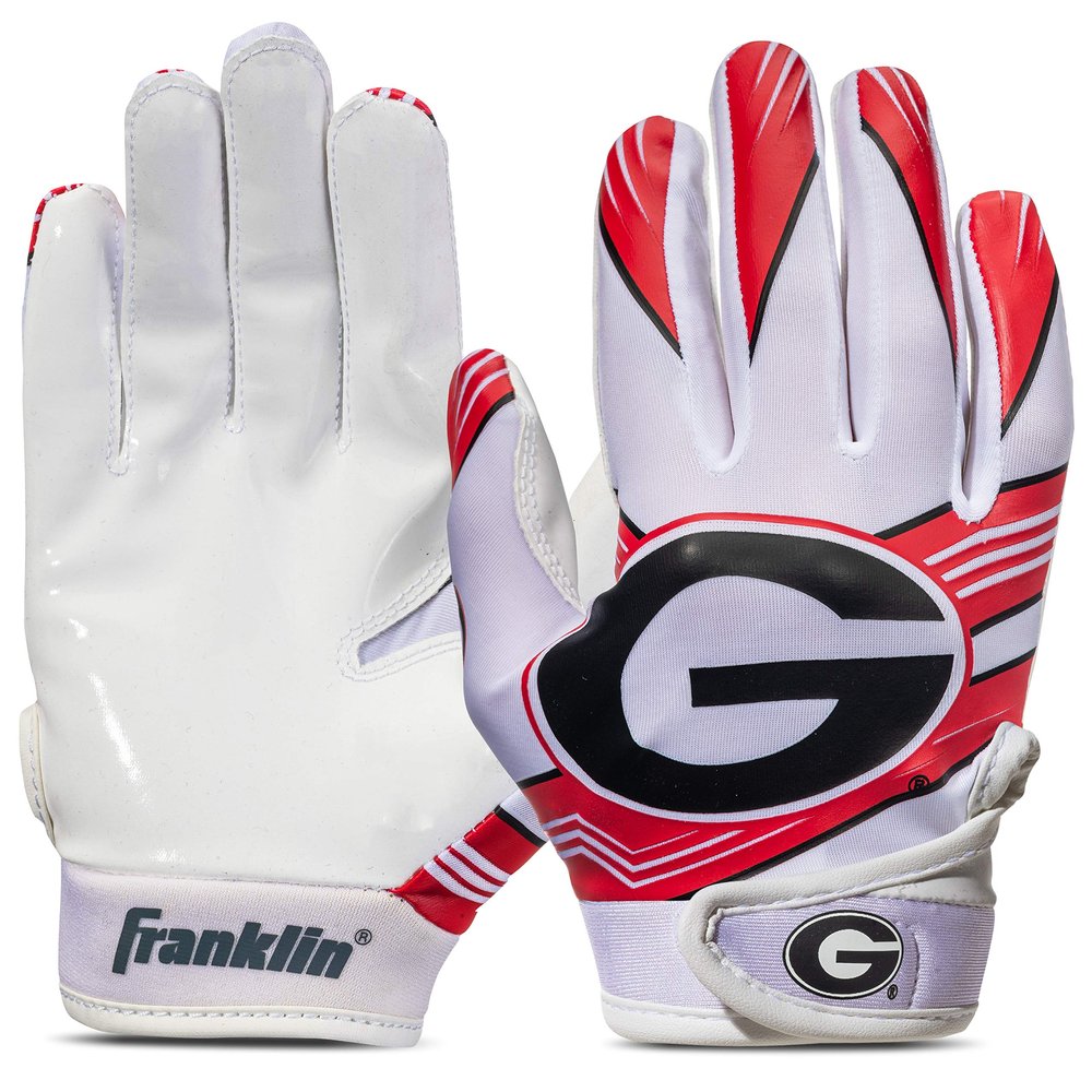 Franklin Sports Georgia Bulldogs Youth College Football Receiver Gloves - Receiver Gloves for Kids - NCAA Team Logos and Silicone Palm - Youth S/XS Pair