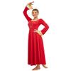 MYRISAM Adults Women Praise Dance Robe Liturgical Color Block Bell Sleeve Rhinestone Dress Choir Worship Lyrical Long Gown Red XL view 1