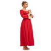 MYRISAM Adults Women Praise Dance Robe Liturgical Color Block Bell Sleeve Rhinestone Dress Choir Worship Lyrical Long Gown Red XL view 3