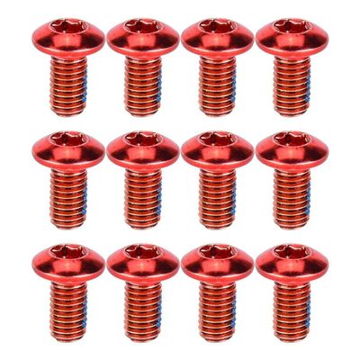 Alomejor 12PCS T25 Screws Steel Disc Brake Screws T25 Screws Bolts for Mountain Cycling Supplies (Red)