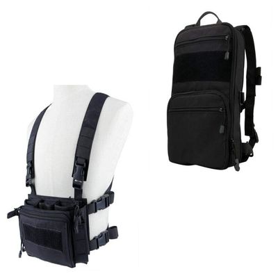OAREA Tactical Chest Rig Vest + MOLLE Military Backpack for Airsoft Shooting Wargame Paintball
