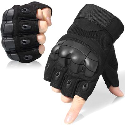 WTACTFUL Tactical Gloves Fingerless Half Finger Gloves for Driving Paintball Airsoft Riding Motorcycle Motorbike Hunting Cycling Work Men Women Size X-Large Black