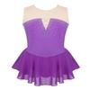 ranrann Kids Girls Shiny Figure Ice Skating Dress Leotard Mesh Splice Rhinestone Gymnastics Dancewear Purple 8 view 1