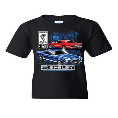 Ford Mustang Shelby GT500 Youth T-Shirt American Classic Shelby Cobra Kids Tee Black Small