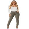 Hybrid & Company Super Comfy Stretch Women 5 Pockets Corduroy Skinny Pants P21950SKX Olive 20 view 1