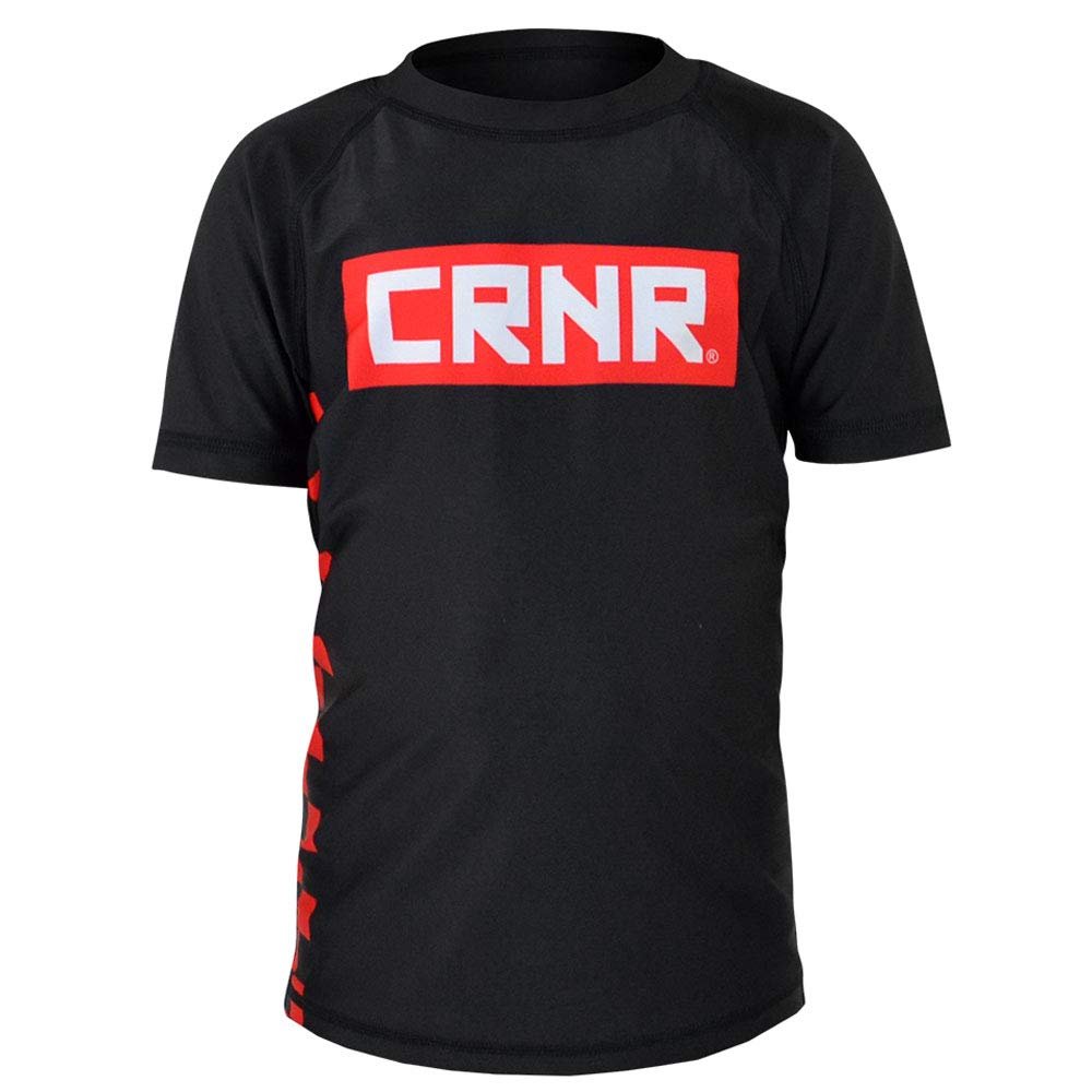 Combat Corner Kids Rash Guard Punch | Choke (Large) for MMA, Martial Arts, Fighting Sports Black