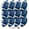 Franklin Sports Junior Size Football - Grip-Rite Youth Footballs - Extra Grip Synthetic Leather Perfect for Kids - Blue/White - 12 Pack Deflated view 1