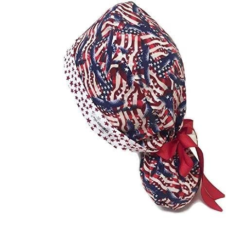 The OR Pony Scrub Cap Patriotic, Ponytail Scrub Hat Scrub Caps for Women