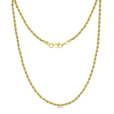 FOSIR Gold Plated Rope Chain for Men, 3mm Stainless Steel Chain Necklace for Men and Women, Twist Mens Necklaces (20 Inches)