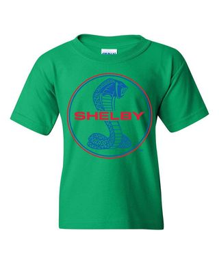 Shelby Cobra Ford Mustang Youth T-Shirt American Muscle Ford Racing Kids Tee Green Medium