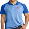 Breast Cancer Pink Ribbon Pocket Print Raglan Polo, Royal 3XL view 1