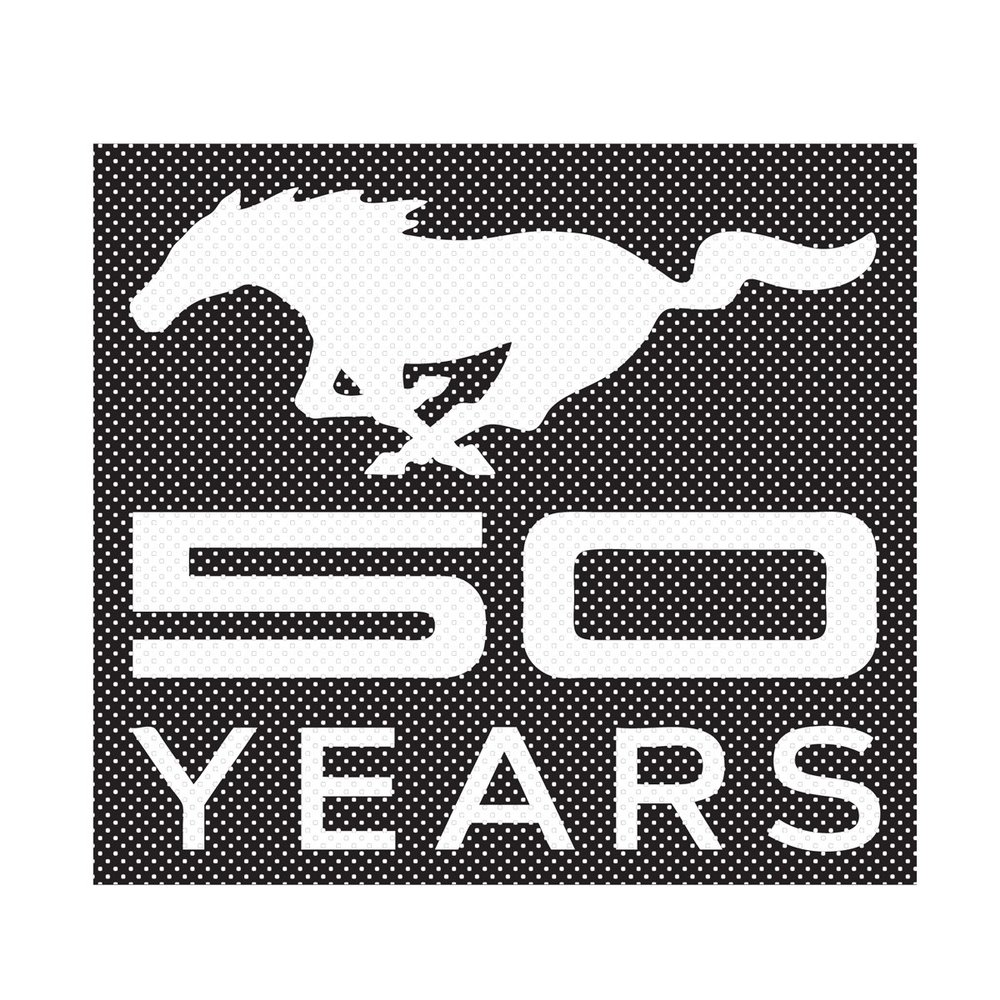 iPick Image for Ford Mustang 50 Years Perforated Unobstructed View 12" Vinyl Window Film Adhesive Wrap Graphic Decal