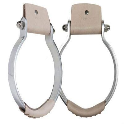 Showman Aluminum Oxbow Stirrups w/Leather Covered Tread
