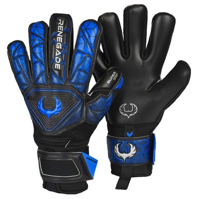 Renegade GK Vortex Shadow Goalie Gloves | 3.5+3mm Hyper Grip & 4mm Duratek | Black & Blue Soccer Goalkeeper Gloves (Size 8, Youth-Adult, Negative Cut, Level 3)
