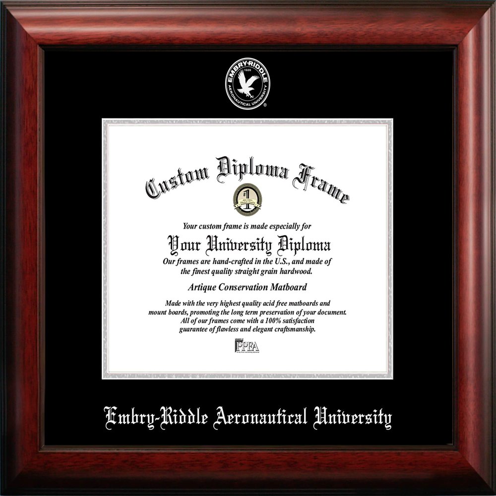 Campus Images NCAA Embry-Riddle Eagles Unisex Silver Embossed Diploma Frame Embry-Riddle Eagles 11Wx 8.5H Silver Embossed Diploma Frame, Brown, One Size