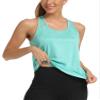 Aeuui Womens Workout Tops for Women Racerback Tank Tops Mesh Yoga Shirts Athletic Running Tank Tops Sleeveless Gym Clothes Green view 3