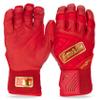 Franklin Sports MLB Batting Gloves - Infinite Powerstrap Baseball + Softball Batting Gloves -Durable Full Wrap Cage Practice Gloves - Reinforced Wrist + Heavy Duty Leather - Adult Medium - Red + Gold view 1