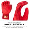 Franklin Sports MLB Batting Gloves - Infinite Powerstrap Baseball + Softball Batting Gloves -Durable Full Wrap Cage Practice Gloves - Reinforced Wrist + Heavy Duty Leather - Adult Medium - Red + Gold view 4