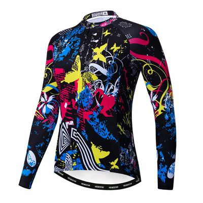 Cycling Jersey Long Sleeve Womens Mountain Bike Jersey Zip Shirts Road Bicycle Clothing Outdoor Sports Racing MTB Tops for Ladies Female Bouse Fall Autumn Breathable Quick Dry Size S