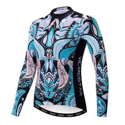 Cycling Jersey Long Sleeve Womens Mountain Bike Jersey Zip Shirts Road Bicycle Clothing Outdoor Sports Racing MTB Tops for Ladies Female Bouse Fall Autumn Breathable Quick Dry Size XL