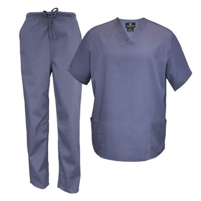 Natural Uniforms Men's Scrub Set Medical Scrub Tops and Pants (Small, Pewter Charcoal)
