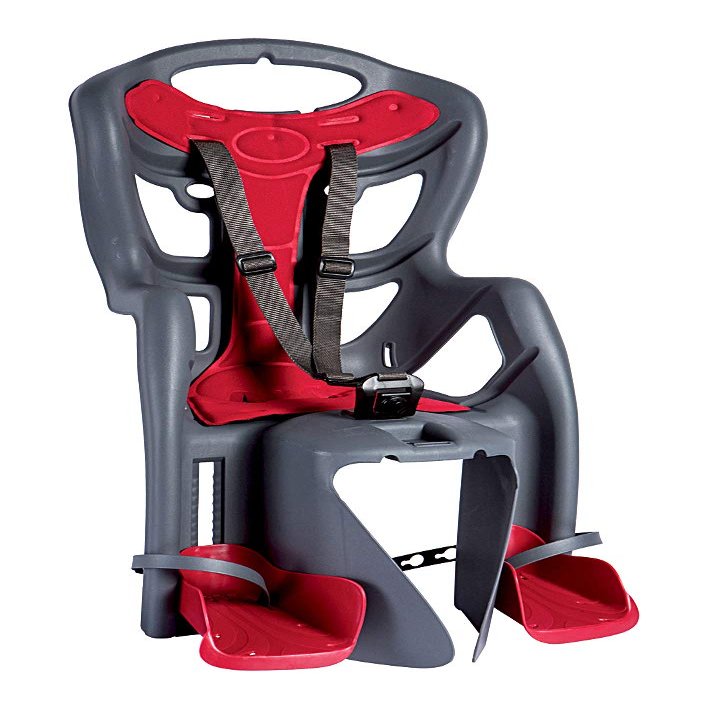 Child Bike Seat, Child Bike Carrier, Child Seat for Bikes, Bicycle Child Seat Pepe, Bellelli, Made in Italy (Rack Mount in Grey/Red)