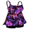 Hilor Womens Tankini Swimsuits Paisley Print Two Piece Bathing Suits Loose Fit Swimwear with Shorts Purple&Red Floral 24 view 4