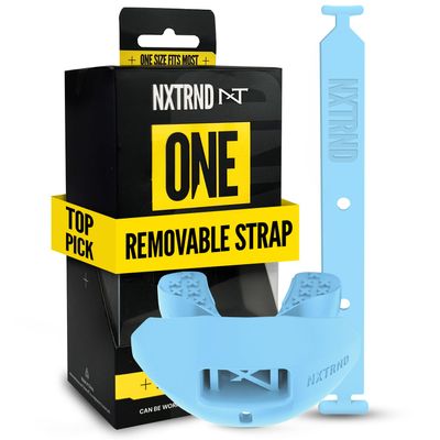 Nxtrnd One Football Mouth Guard, Strap Included, Fits Adult & Youth (Light Blue)