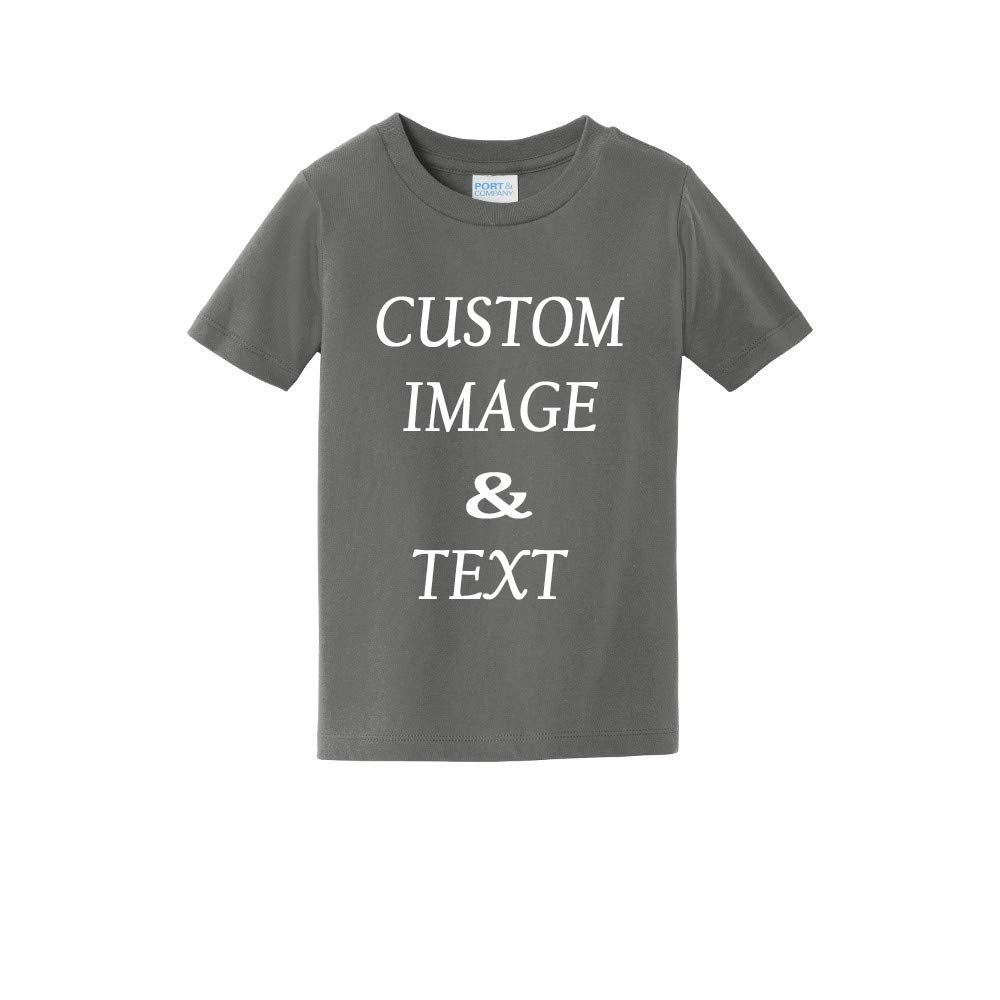 Personalized Baby Toddler T Shirt for Your Infant Baby, Customize with Your Own Design, Upload Photos, Logos Or Type Any Text Charcoal