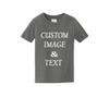 Personalized Baby Toddler T Shirt for Your Infant Baby, Customize with Your Own Design, Upload Photos, Logos Or Type Any Text Charcoal view 1