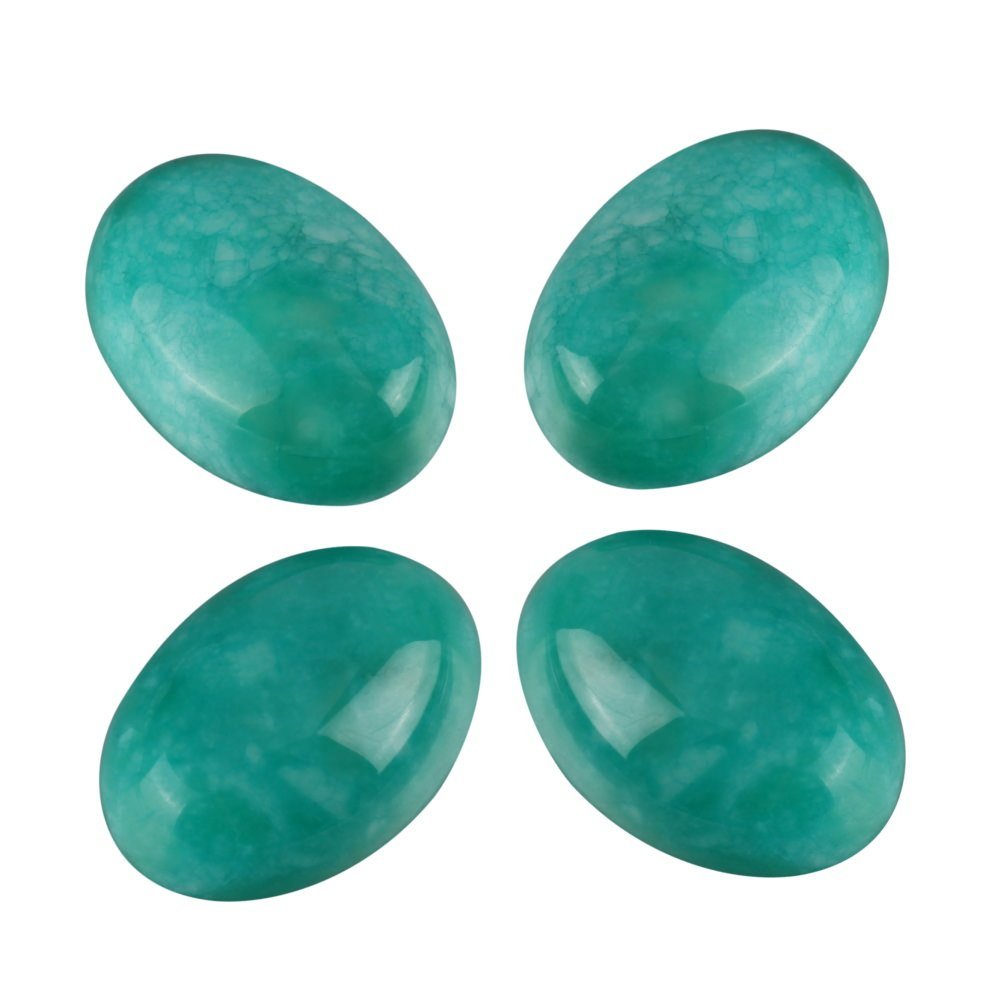 4pcs Adabele Natural Amazonite Flatback Oval Gemstone Cabochon Loose Dome Cabs Stone 18mm x 13mm (0.71" x 0.51") for Jewelry Making GCN-B28
