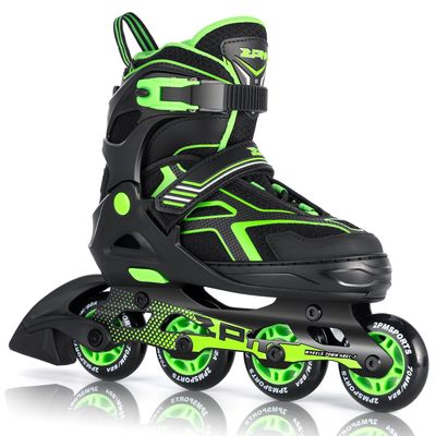2PM SPORTS Torinx Green Boys Adjustable Inline Skates, Fun Beginner Roller Skates for Kids, Youth, Girls, Men and Women (Green, Small - Little Kid (10.5C-13C US))