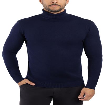 X RAY Mens Turtleneck, Soft Slim Fit Pullover Top, Basic Turtle Neck Sweater for Men, Navy, Medium