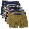 Amazon Essentials Men's Underwear Boxer Briefs, Comfortable Cotton, Tag-Free, Pack of 5, Black White Stripe/Camo/Dark Blue/Military Green/Warrior, X-Large view 1