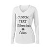 Customized Long Sleeve Polyester Ladies V Neck Tee Personalize with Your Own Text Font Design and Colors White view 1